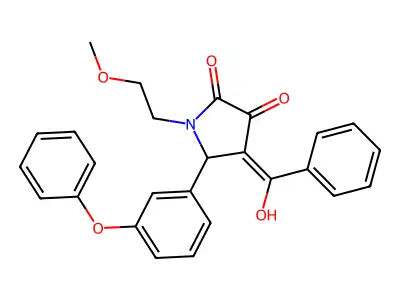 4-(hydroxy-phenyl-methylidene)-1-(2-methoxyethyl)-5-(3-phenoxyphenyl)pyrrolidine-2,3-dione structure