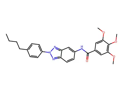 N-[2-(4-butylphenyl)benzotriazol-5-yl]-3,4,5-trimethoxybenzamide structure