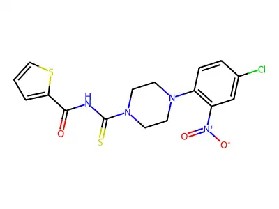 N-[4-(4-chloro-2-nitrophenyl)piperazine-1-carbothioyl]thiophene-2-carboxamide structure