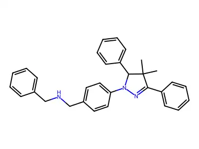 N-benzyl-1-[4-(4,4-dimethyl-3,5-diphenyl-4,5-dihydro-1H-pyrazol-1-yl)phenyl]methanamine structure