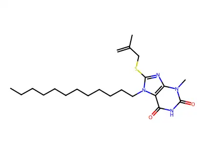 7-Dodecyl-3-methyl-8-(2-methylprop-2-enylsulfanyl)purine-2,6-dione structure