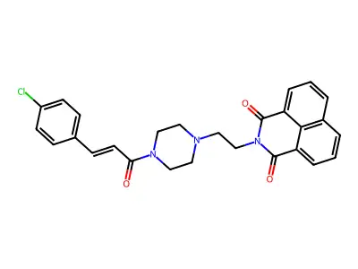 2-(2-{4-[3-(4-chlorophenyl)acryloyl]-1-piperazinyl}ethyl)-1H-benzo[de]isoquinoline-1,3(2H)-dione structure