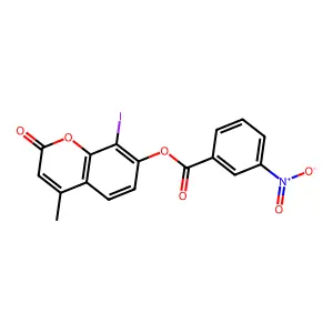 (8-Iodo-4-methyl-2-oxochromen-7-yl) 3-nitrobenzoate structure