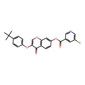 3-(4-tert-butylphenoxy)-4-oxo-4H-chromen-7-yl 5-bromonicotinate structure