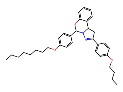 2-(4-butoxyphenyl)-5-[4-(octyloxy)phenyl]-1,10b-dihydropyrazolo[1,5-c][1,3]benzoxazine structure