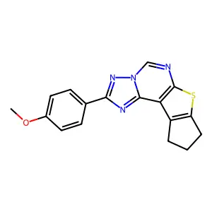 2-(4-methoxyphenyl)-9,10-dihydro-8H-cyclopenta[4,5]thieno[3,2-e][1,2,4]triazolo[1,5-c]pyrimidine structure