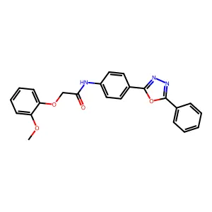 2-(2-methoxyphenoxy)-N-[4-(5-phenyl-1,3,4-oxadiazol-2-yl)phenyl]acetamide structure