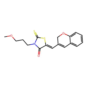 (5Z)-5-(2H-chromen-3-ylmethylene)-3-(3-methoxypropyl)-2-thioxo-1,3-thiazolidin-4-one structure