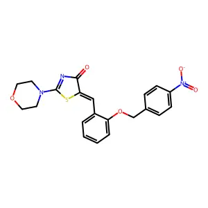 (5E)-2-(morpholin-4-yl)-5-{2-[(4-nitrobenzyl)oxy]benzylidene}-1,3-thiazol-4(5H)-one structure