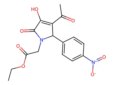 ethyl 2-[3-acetyl-4-hydroxy-2-(4-nitrophenyl)-5-oxo-2H-pyrrol-1-yl]acetate structure