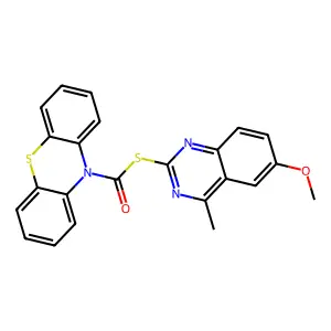 S-(6-methoxy-4-methylquinazolin-2-yl) 10H-phenothiazine-10-carbothioate structure
