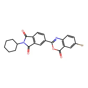 5-(6-Bromo-4-oxo-3,1-benzoxazin-2-yl)-2-cyclohexylisoindole-1,3-dione structure
