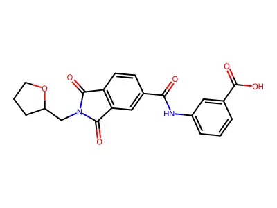 3-[[[1,3-Dioxo-2-(2-oxolanylmethyl)-5-isoindolyl]-oxomethyl]amino]benzoic acid structure