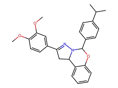 2-(3,4-dimethoxyphenyl)-5-(4-isopropylphenyl)-1,10b-dihydropyrazolo[1,5-c][1,3]benzoxazine structure
