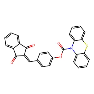 4-[(1,3-dioxo-1,3-dihydro-2H-inden-2-ylidene)methyl]phenyl 10H-phenothiazine-10-carboxylate structure