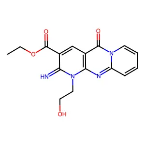 Ethyl 1-(2-hydroxyethyl)-2-imino-5-oxo-1,6-dihydropyridino[1,2-a]pyridino[2,3-d]pyrimidine-3-carboxylate structure