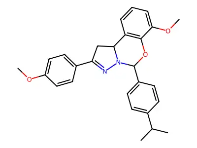 7-methoxy-2-(4-methoxyphenyl)-5-[4-(propan-2-yl)phenyl]-1,10b-dihydropyrazolo[1,5-c][1,3]benzoxazine structure
