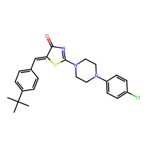 (E)-5-(4-(tert-butyl)benzylidene)-2-(4-(4-chlorophenyl)piperazin-1-yl)thiazol-4(5H)-one structure