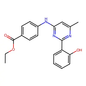 Ethyl 4-((2-(2-hydroxyphenyl)-6-methylpyrimidin-4-yl)amino)benzoate structure