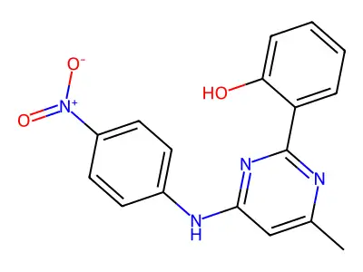 2-(4-Methyl-6-((4-nitrophenyl)amino)pyrimidin-2-yl)phenol structure