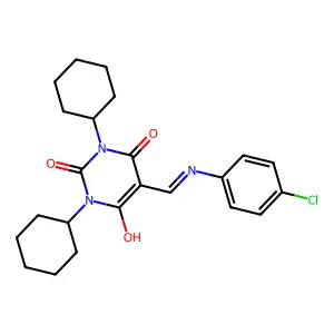 5-[(4-chloroanilino)methylene]-1,3-dicyclohexyl-2,4,6(1H,3H,5H)-pyrimidinetrione structure