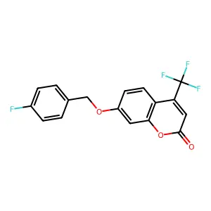7-[(4-Fluorophenyl)methoxy]-4-(trifluoromethyl)chromen-2-one structure