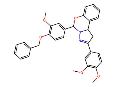 5-[4-(benzyloxy)-3-methoxyphenyl]-2-(3,4-dimethoxyphenyl)-1,10b-dihydropyrazolo[1,5-c][1,3]benzoxazine structure