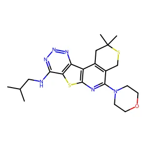 N-isobutyl-2,2-dimethyl-5-morpholino-2,4-dihydro-1H-thiopyrano[4'',3'':4',5']pyrido[3',2':4,5]thieno[3,2-d][1,2,3]triazin-8-amine structure
