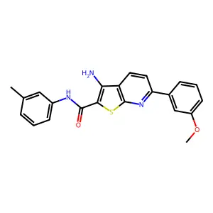 3-amino-6-(3-methoxyphenyl)-N-(3-methylphenyl)thieno[2,3-b]pyridine-2-carboxamide structure