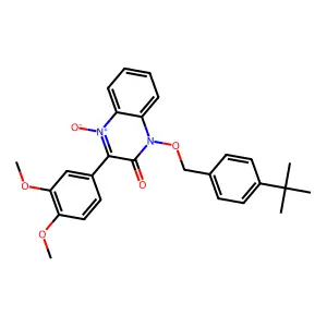 1-[(4-tert-butylphenyl)methoxy]-3-(3,4-dimethoxyphenyl)-4-oxidoquinoxalin-4-ium-2-one structure