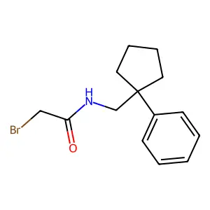 2-bromo-N-[(1-phenylcyclopentyl)methyl]acetamide structure