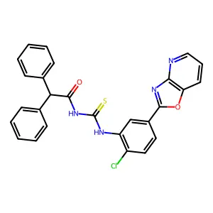 N-[[2-chloro-5-([1,3]oxazolo[4,5-b]pyridin-2-yl)phenyl]carbamothioyl]-2,2-diphenylacetamide structure