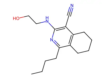 1-Butyl-3-(2-hydroxyethylamino)-5,6,7,8-tetrahydroisoquinoline-4-carbonitrile structure