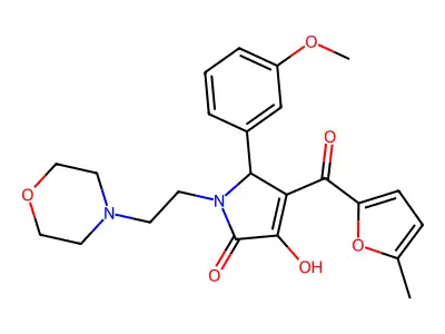 4-hydroxy-2-(3-methoxyphenyl)-3-(5-methylfuran-2-carbonyl)-1-(2-morpholin-4-ylethyl)-2H-pyrrol-5-one structure