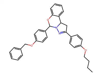 5-[4-(benzyloxy)phenyl]-2-(4-butoxyphenyl)-1,10b-dihydropyrazolo[1,5-c][1,3]benzoxazine structure