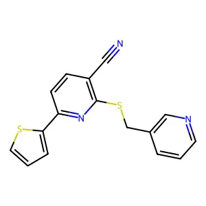 2-(Pyridin-3-ylmethylsulfanyl)-6-thiophen-2-ylpyridine-3-carbonitrile structure