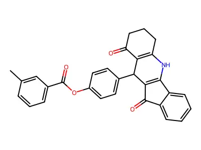 4-(9,11-dioxo-6,7,8,9,10,11-hexahydro-5H-indeno[1,2-b]quinolin-10-yl)phenyl 3-methylbenzoate structure
