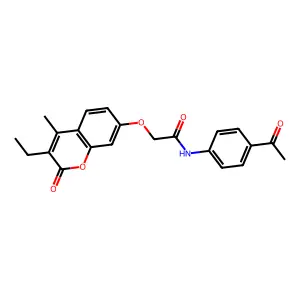 N-(4-acetylphenyl)-2-(3-ethyl-4-methyl-2-oxochromen-7-yl)oxyacetamide structure