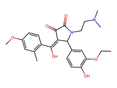 1-(2-dimethylaminoethyl)-5-(3-ethoxy-4-hydroxyphenyl)-4-[hydroxy-(4-methoxy-2-methylphenyl)methylidene]pyrrolidine-2,3-dione structure