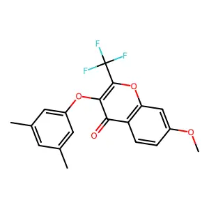 3-(3,5-dimethylphenoxy)-7-methoxy-2-(trifluoromethyl)-4H-chromen-4-one structure
