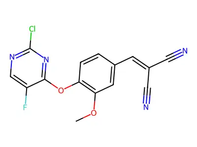 {4-[(2-Chloro-5-fluoropyrimidin-4-yl)oxy]-3-methoxybenzylidene}propanedinitrile structure