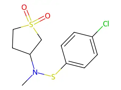 N-(4-chlorophenyl)sulfanyl-N-methyl-1,1-dioxothiolan-3-amine structure