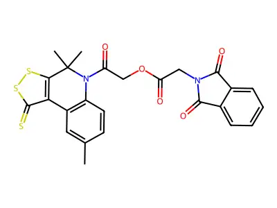 2-oxo-2-(4,4,8-trimethyl-1-thioxo-1,4-dihydro-5H-[1,2]dithiolo[3,4-c]quinolin-5-yl)ethyl (1,3-dioxo-1,3-dihydro-2H-isoindol-2-yl)acetate structure