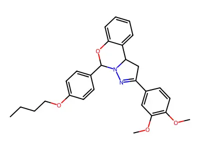 5-(4-butoxyphenyl)-2-(3,4-dimethoxyphenyl)-1,10b-dihydropyrazolo[1,5-c][1,3]benzoxazine structure