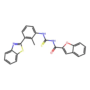 N-[[3-(1,3-benzothiazol-2-yl)-2-methylphenyl]carbamothioyl]-1-benzofuran-2-carboxamide structure
