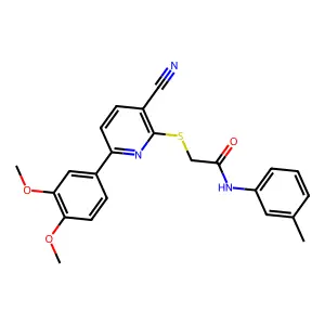 2-({6-[3,4-bis(methyloxy)phenyl]-3-cyanopyridin-2-yl}sulfanyl)-N-(3-methylphenyl)acetamide structure