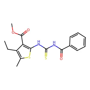methyl 2-{[(benzoylamino)carbothioyl]amino}-4-ethyl-5-methyl-3-thiophenecarboxylate structure
