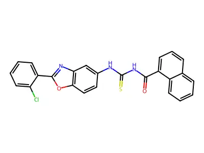 N-[[2-(2-chlorophenyl)-1,3-benzoxazol-5-yl]carbamothioyl]naphthalene-1-carboxamide structure