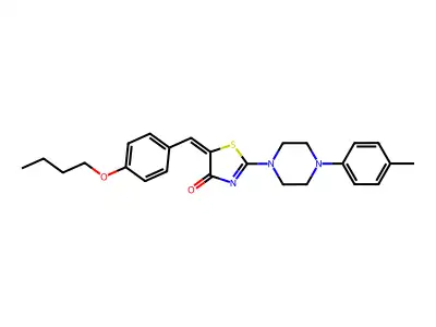(5E)-5-(4-butoxybenzylidene)-2-[4-(4-methylphenyl)piperazin-1-yl]-1,3-thiazol-4(5H)-one structure