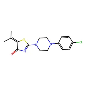 2-(4-(4-chlorophenyl)piperazin-1-yl)-5-(propan-2-ylidene)thiazol-4(5H)-one structure